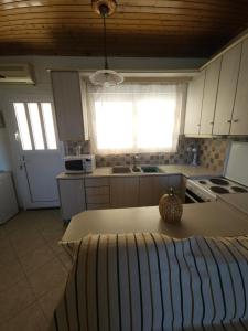 a kitchen with a table with a pineapple on it at Villa Sunrise in Laganas