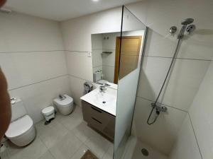 Un baño con inodoro, lavabo y ducha. en NG SANTA CRUZ - Santa Cruz de Tenerife, en Santa Cruz de Tenerife 3 fotos más