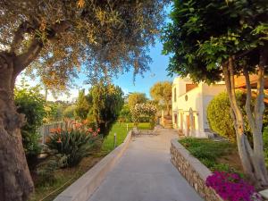 a walkway in a yard with trees and flowers at La Casa di Pitti in Anacapri