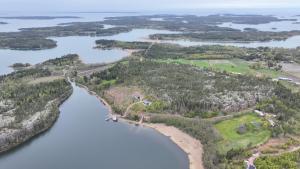 an aerial view of the islands in the water at Finnö Stugby in Geta