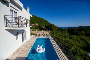 a swimming pool with an inflatable dolphin in a house at Villa Aurora in Gorovići
