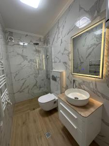 a bathroom with a white toilet and a sink at Bellanti in Herceg-Novi +26 photos