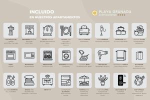 a set of line icons about furniture at Playa Granada Apartamentos Moriscos II in Motril
