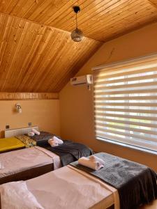 Postel nebo postele na pokoji v ubytování Gabala garden house