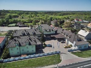 an aerial view of a village with houses at Hotel Baranowski in Słubice