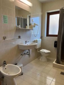 a bathroom with a sink and a toilet at B&B Kovač in Portorož