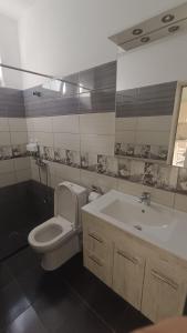 a bathroom with a toilet and a sink at Apartments Rudi in Orikum +152 photos