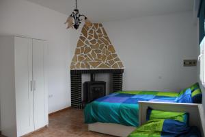 a bedroom with a fireplace and a bed in front of it at Studio Tropical in Cúllar-Vega +20 photos