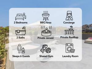 a diagram of the different elements of a house at 2 BR Cabo Marina Walk to Beach & Private Jacuzzi in Cabo San Lucas