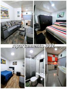 a collage of four pictures of a room at Apartamento Portal el Dorado, a solo 5 min del aeropuerto, vias, cll 26 in Bogotá