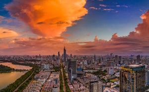 南京景观或在酒店看到的城市景观