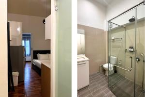 two images of a bathroom with a shower and a toilet at Heritage Collection on Boon Tat in Singapore