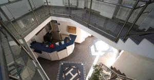 an overhead view of a living room in a building at Apartamenty Hexagon 35 in Grzybowo