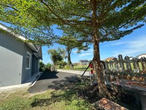 瓜拉丁加奴e-Staycation的 ⁇ 前的树,有长凳