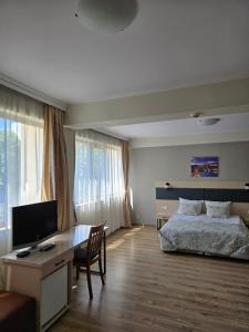 TV a/nebo společenská místnost v ubytování Hotel Kardjali