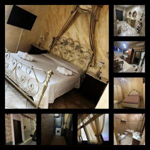 a collage of pictures of a bedroom with a bed at Barocco House in Catania