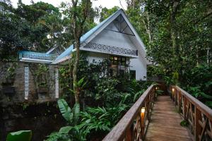 a bridge leading to a house in the forest at Reen Resorts Aanavilasam Plantation Thekkady in Thekkady