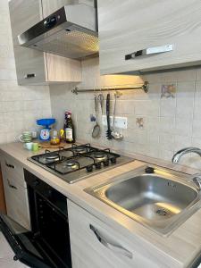 una cucina con lavello e fornello di Jordan Apartment a Napoli