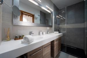 加的斯El Armador Casa Palacio by Luxury Suites Cádiz的带水槽和淋浴的浴室