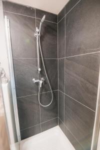 a shower with a hose in a bathroom at Nid du Rhin in Ohnenheim +17 photos