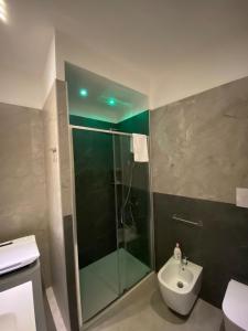 a bathroom with a shower and a toilet and a sink at B&B vicoli della cattedrale in Melfi +14 photos