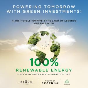 a flyer for renewableenergy with a green environment with a world map at Rixos Premium Tekirova - The Land of Legends Access in Tekirova