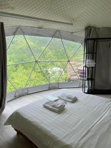 Postel nebo postele na pokoji v ubytování Glamping Georgia Krikhi