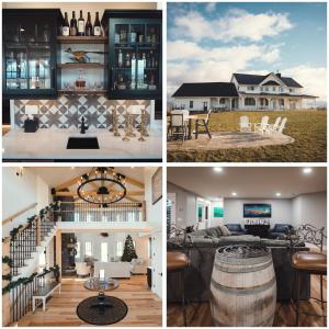 een collage van vier foto's van een huis bij Ann Riley Farmhouse 6BDR on Yuba Vineyards - 8062 in Rapid City