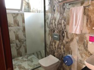 a bathroom with a toilet and a shower at Loft Suit Apart Otel in İskenderun +5 photos