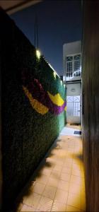 une haie avec des lumières sur le côté d'un bâtiment dans l'établissement departamento Saturno, à Guadalajara