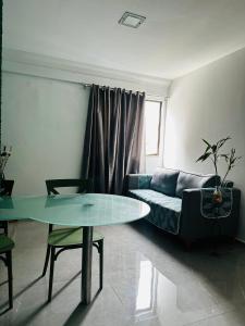 Χώρος καθιστικού στο Lindo Apartamento com piscina à 100m do MAR