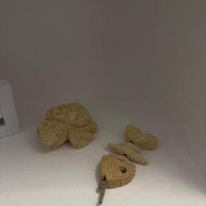 a group of stuffed animals sitting on a counter at Il Nido in Lampedusa +3 photos