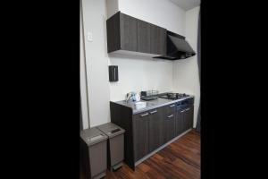a small kitchen with a sink and a stove at THE TORII in Kumamoto +11 photos