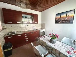 a kitchen with a table and chairs and a sink at Kuki Appartements Rab in Supetarska Draga +52 photos