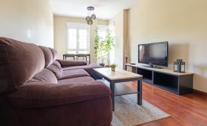 a living room with a couch and a tv at Tus vacaciones en Liencres in Liencres