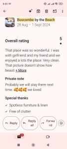 a screenshot of a cell phone with a text box at Gorgeous Apartment near Bournemouth Beach in Bournemouth