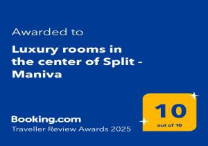 Certifikát, hodnocení, plakát nebo jiný dokument vystavený v ubytování Luxury rooms in the center of Split - Maniva