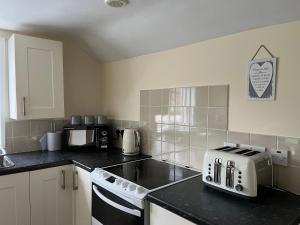 a kitchen with a sink and a stove top oven at Red lion flat in Coltishall