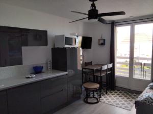 Kuchyň nebo kuchyňský kout v ubytování Appartement CHLOE vue mer et Canigou 1ere ligne