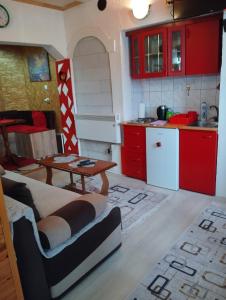 Kuchyň nebo kuchyňský kout v ubytování Apartman Mountain