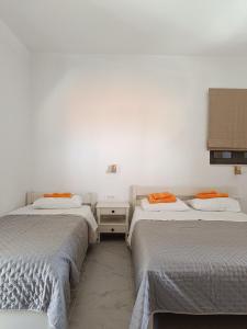 two beds sitting next to each other in a room at Meltemi in Vourkari