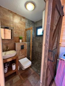 a bathroom with a toilet and a sink at Vikendica - Rajski Poluotok in Jajce +109 photos