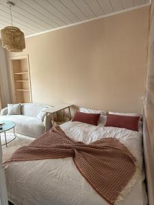 una camera da letto con un letto e un divano di Studio du Vercors a Fontaine
