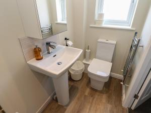 un baño con lavabo e inodoro en 5 Ashcroft Mews, en Seaham 28 fotos más