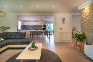 a living room with a couch and a table at Villa Zupan by Villa Plus in Vranići