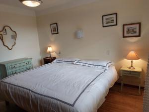 a bedroom with a bed with two night stands and two lamps at La Gineste in Serres