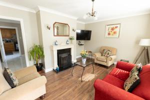 a living room with two couches and a fireplace at Brielle House in Mountmellick