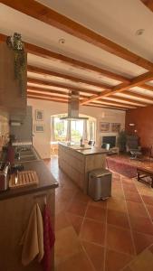 a kitchen with a stove and a counter top at Les Loriots in Laredorte +36 photos