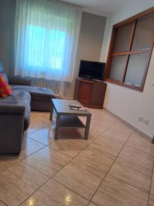 a living room with a couch and a coffee table at Casa Alby in Levico Terme