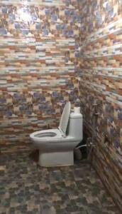 a bathroom with a toilet and a wall of tiles at Marongs Appartment in Djalabango +24 photos